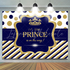 Lofaris Dark Blue and Golden Dots Baby Shower Backdrop for Boy