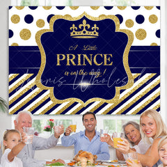 Lofaris Dark Blue and Golden Dots Baby Shower Backdrop for Boy