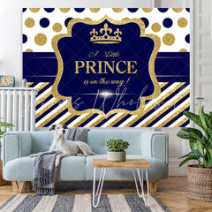 Lofaris Dark Blue and Golden Dots Baby Shower Backdrop for Boy