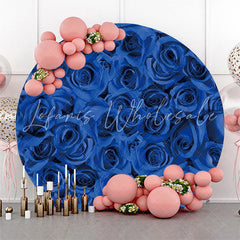 Lofaris Dark Blue Floral Petals Eall Round Wedding Backdrop