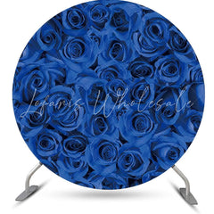 Lofaris Dark Blue Floral Petals Eall Round Wedding Backdrop