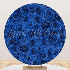 Lofaris Dark Blue Floral Petals Eall Round Wedding Backdrop
