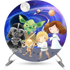 Lofaris Dark Blue Galaxy Star Wars Round Birthday Backdrop Kit