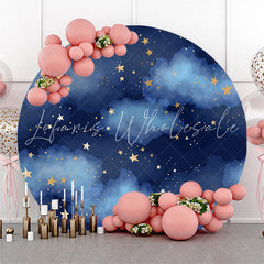 Lofaris Dark Blue Night Sky Stars Round Birthday Backdrop