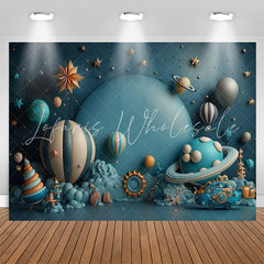 Lofaris Dark Blue Outer Space Balloon 1st Birthday Backdrop