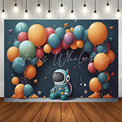 Lofaris Dark Blue Spaceman Balloons Star Birthday Backdrop