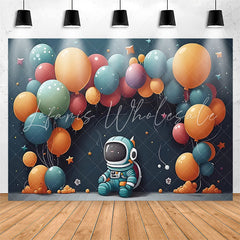 Lofaris Dark Blue Spaceman Balloons Star Birthday Backdrop