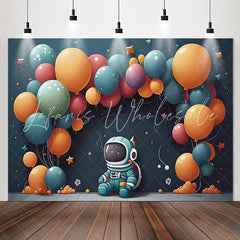 Lofaris Dark Blue Spaceman Balloons Star Birthday Backdrop