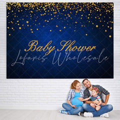 Lofaris Dark Bule and Golden Bokeh Baby Shower Party Backdrop