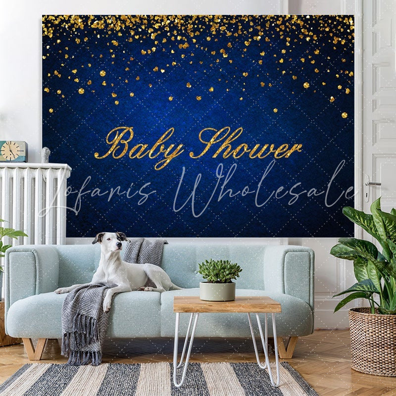 Lofaris Dark Bule and Golden Bokeh Baby Shower Party Backdrop