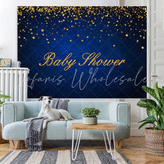 Lofaris Dark Bule and Golden Bokeh Baby Shower Party Backdrop