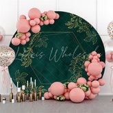 Lofaris Dark Green Golden Leaves Round Backdrop For Party