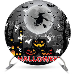 Lofaris Dark Moon Night Pumpkin Round Halloween Backdrop
