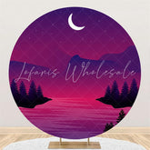 Lofaris Dark Purple Night And Moon Round Birthday Backdrop