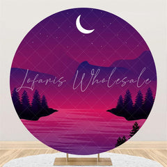 Lofaris Dark Purple Night And Moon Round Birthday Backdrop