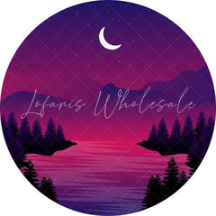 Lofaris Dark Purple Night And Moon Round Birthday Backdrop