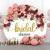 Lofaris Dark Purple Red Floral Golden Round Bridal Shower