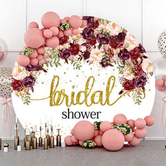 Lofaris Dark Purple Red Floral Golden Round Bridal Shower
