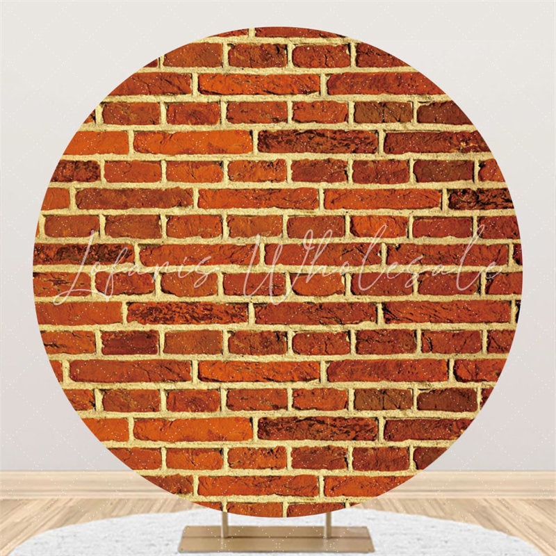 Lofaris Dark Red Bricks Round Birthday Party Decoration Backdrop
