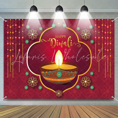 Lofaris Dark Red Floral Pattern Candle Hindu Diwali Backdrop
