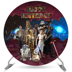 Lofaris Dark Red Planet Scifi Theme Happy Birthday Round Backdrop