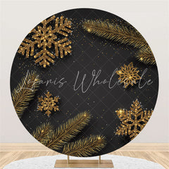 Lofaris Dary Grey With Gold Snowflake Circle Christmas Backdrop