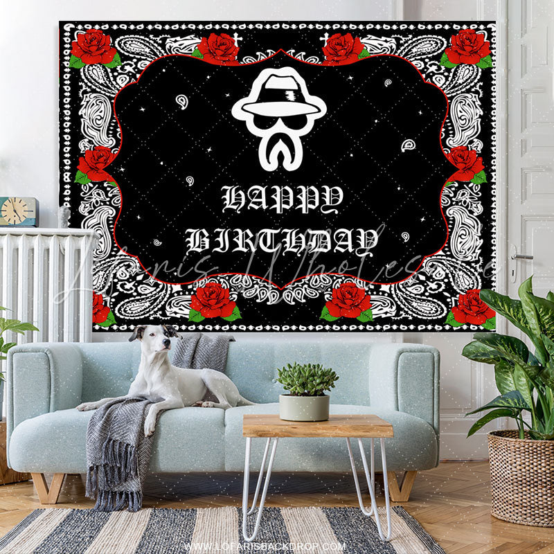 Lofaris Day Of Death Theme Red Rose Happy Birthday Backdrop