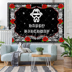 Lofaris Day Of Death Theme Red Rose Happy Birthday Backdrop