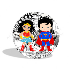 Dc Comic Superhero Superman Wonder Woman Birthday Party Round Backdrop Cover