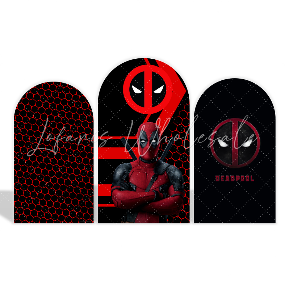 Deadpool Theme Birthday Party Arch Backdrop Wall Cloth Cover
