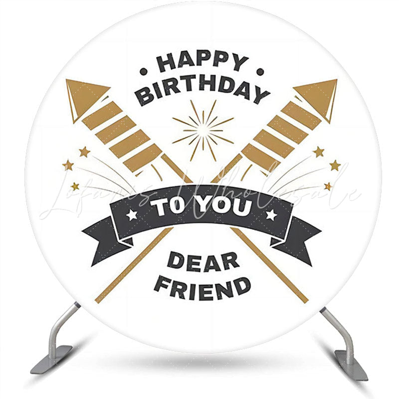 Lofaris Dear Friend Spark Simple Round Birthday Backdrop
