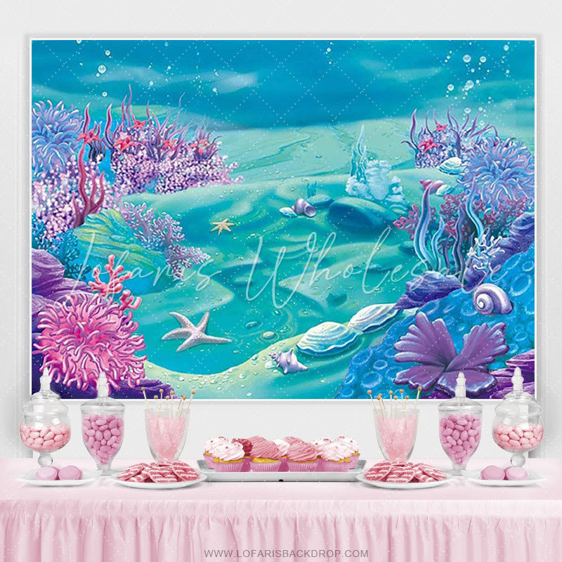 Lofaris Deep Blue Sea Castle Shell Theme Birthday Backdrop