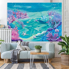 Lofaris Deep Blue Sea Castle Shell Theme Birthday Backdrop