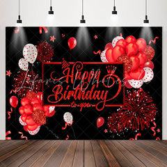 Lofaris Deep Red Balloons Black Birthday Backdropfor Girl
