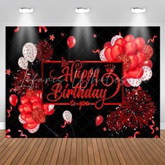 Lofaris Deep Red Balloons Black Birthday Backdropfor Girl