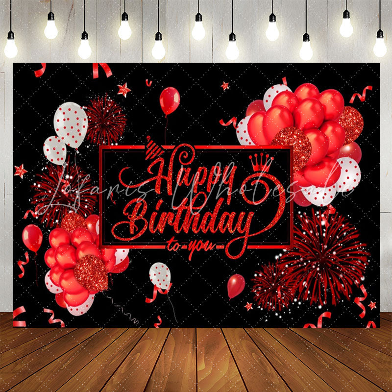 Lofaris Deep Red Balloons Black Birthday Backdropfor Girl