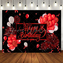 Lofaris Deep Red Balloons Black Birthday Backdropfor Girl