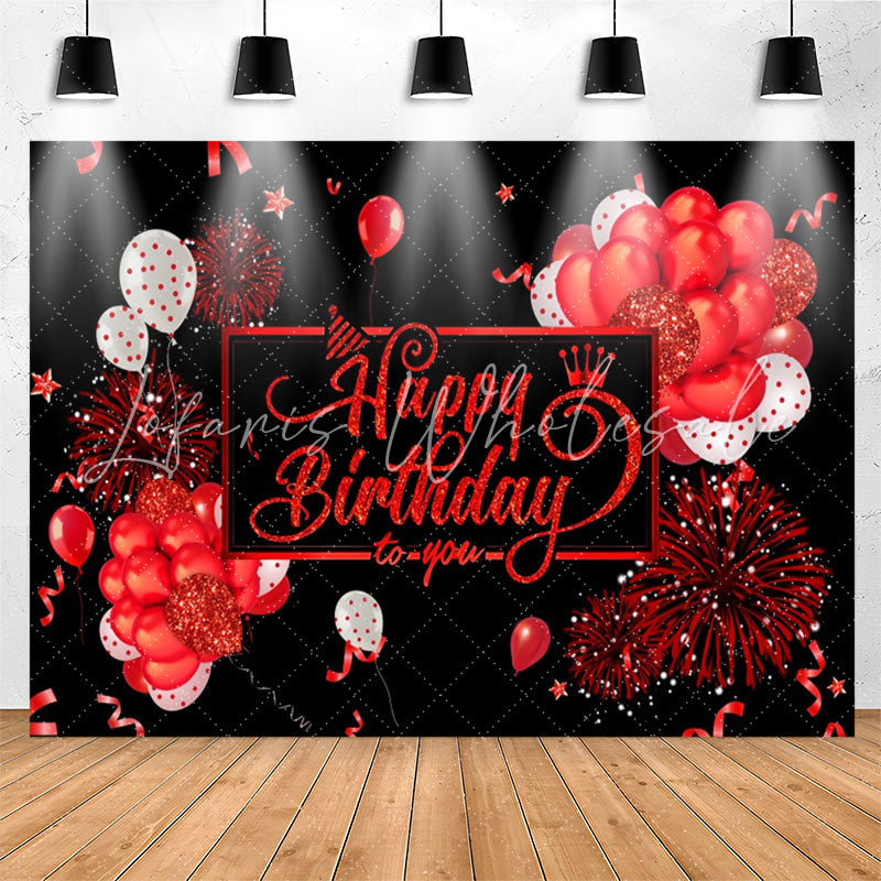 Lofaris Deep Red Balloons Black Birthday Backdropfor Girl
