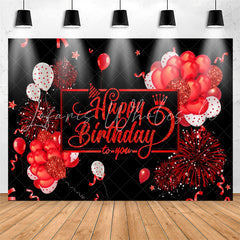 Lofaris Deep Red Balloons Black Birthday Backdropfor Girl