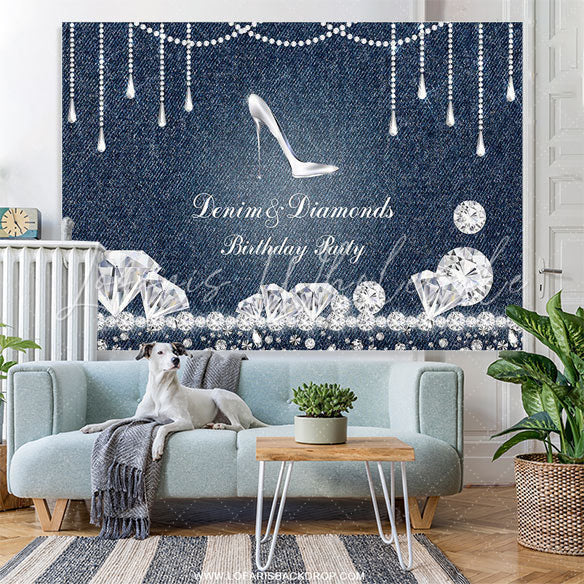 Lofaris Denim and Diamonds Jean High Heel Birthday Backdrop