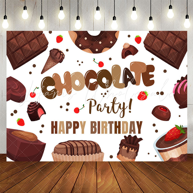 Lofaris Dessert Chocolate Party Happy Birthday Backdrop