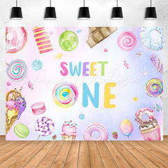 Lofaris Dessert Ice Cream Girl Sweet One Birthday Backdrop