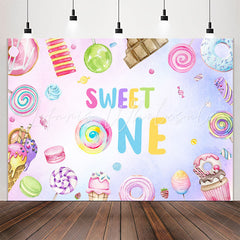 Lofaris Dessert Ice Cream Girl Sweet One Birthday Backdrop