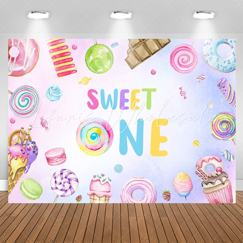 Lofaris Dessert Ice Cream Girl Sweet One Birthday Backdrop