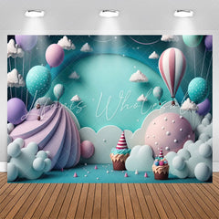 Lofaris Dessert Land Hot Air Balloon Cloud Birthday Backdrop
