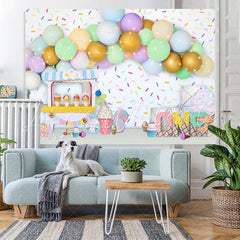 Lofaris Dessert Store Glitter Balloon Happy 1St Birthdab Backdrop