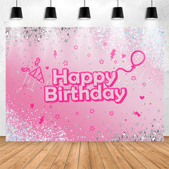Lofaris Diamond Blue Sequin Pink Glitter Birthday Backdrop
