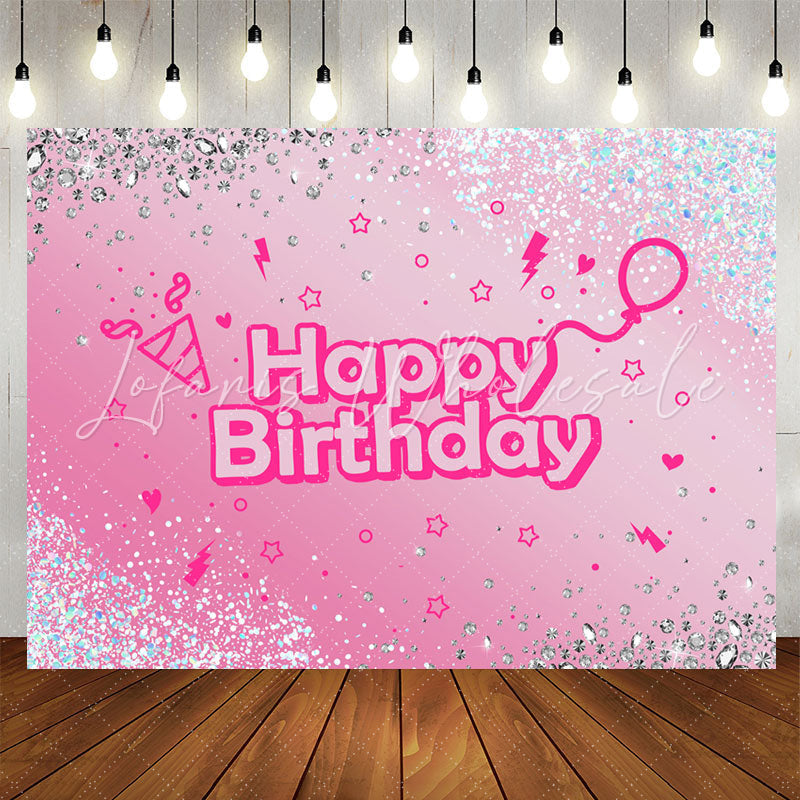 Lofaris Diamond Blue Sequin Pink Glitter Birthday Backdrop