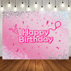 Lofaris Diamond Blue Sequin Pink Glitter Birthday Backdrop