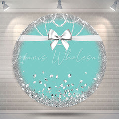 Lofaris Diamond Bowknot Pearl Green Blue Birthday Backdrop